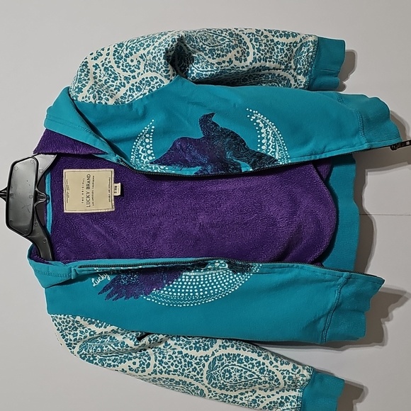 Girl's Lucky Brand Hooded Full Fron Zip Sweatshirt Jacket - Picture 5 of 10
